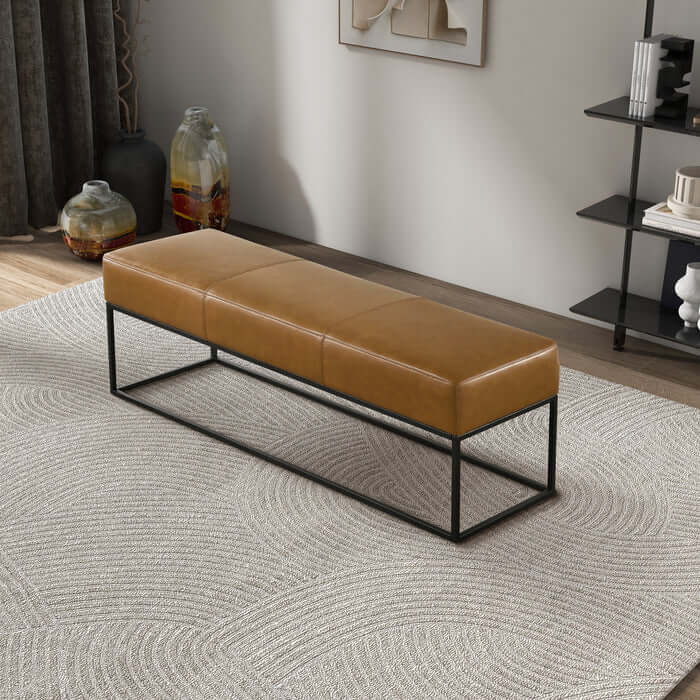 Odessa Genuine Leather Bench 48"