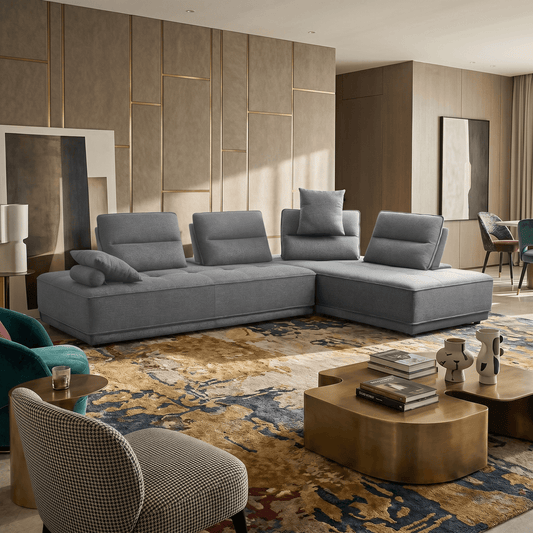 124" Fabric L-Shaped Sofa Chaise Sectional | Modern 2-Piece Reversible Sectional in a contemporary living room setting.