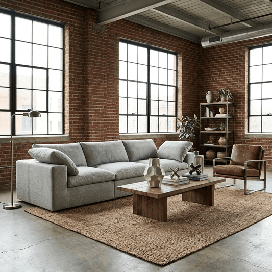120" Linen Blend Modular Sofa With Toss Pillows | Modern Sectional Couch
