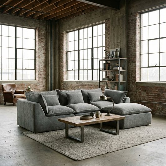 Cloud Oversized Modular Sectional Sofa with Ottoman – 102.3” Velvet Deep Seat Couch