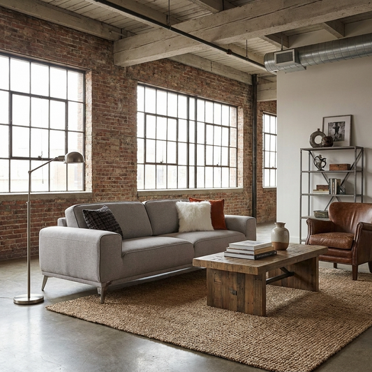90" Linen Sleeper Sofa with Toss Pillows & Silver Stainless Steel Legs