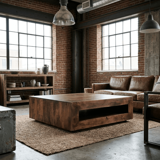 Ardena 50" Solid Wood Square Coffee Table with Storage | Handmade Mango Wood Coffee Table