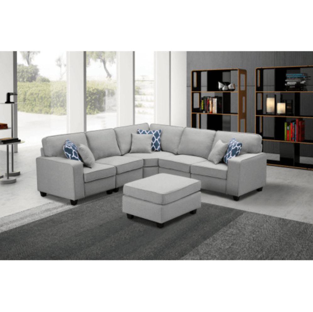 Sonoma Modular Linen Corner Sectional Sofa and Ottoman 98" - Revel Sofa