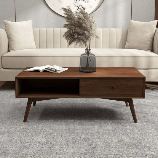 Caroline MCM Teak Solid Wood Coffee Table 48" - Revel Sofa