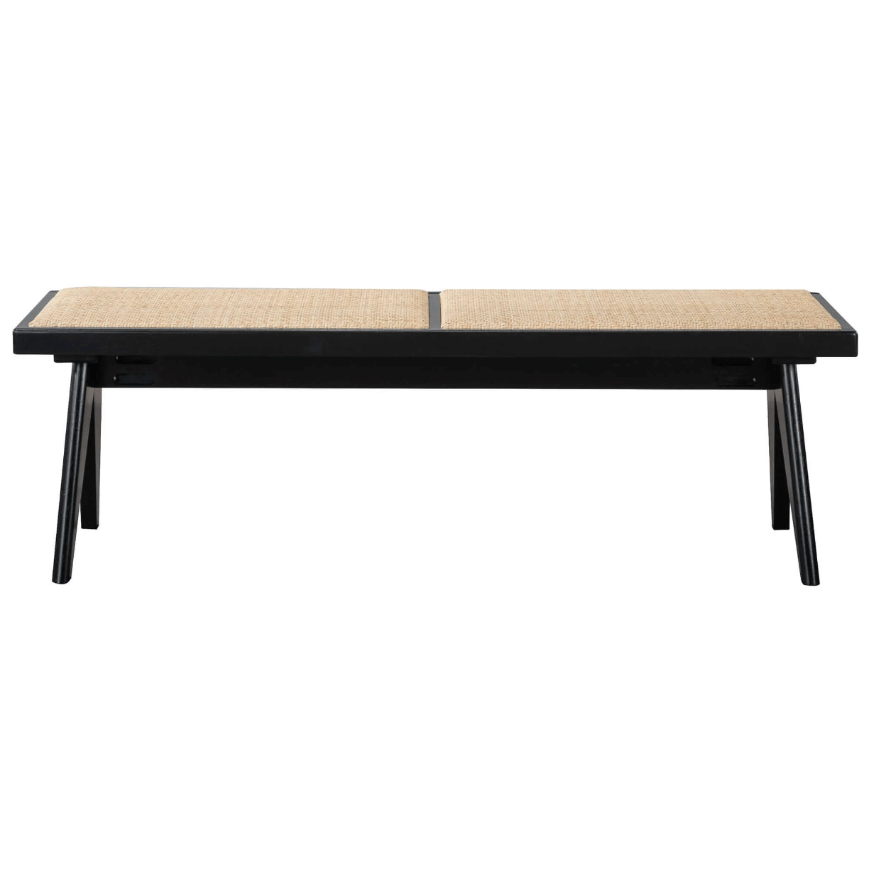 Keira MCM Solid Wood Bench Rattan Upholstered Top 51" - Revel Sofa