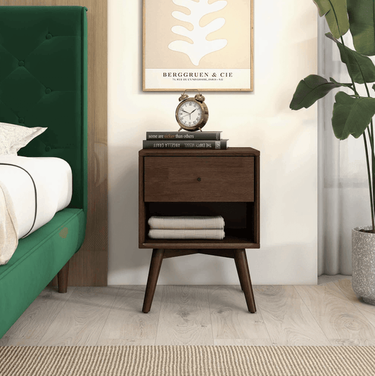 Caroline MCM Style Wood Nightstand - Revel Sofa