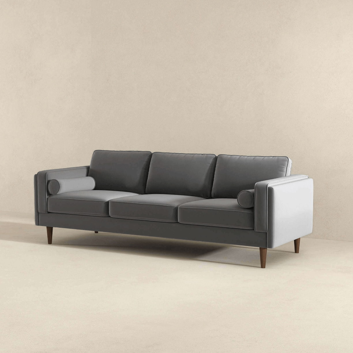 Amber MCM Styled Velvet Sofa Couch 86" - Revel Sofa