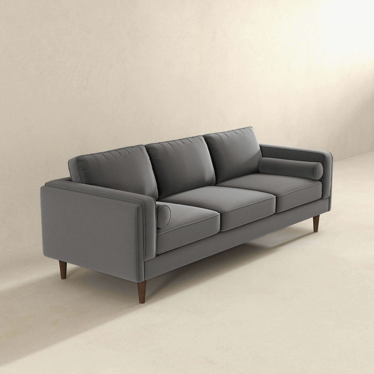 Amber MCM Styled Velvet Sofa Couch 86" - Revel Sofa
