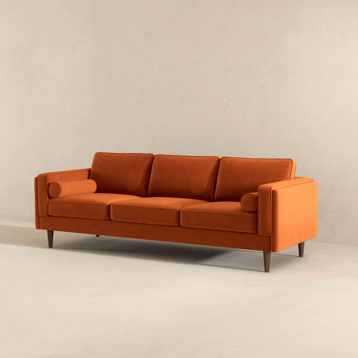Amber MCM Styled Velvet Sofa Couch 86" - Revel Sofa