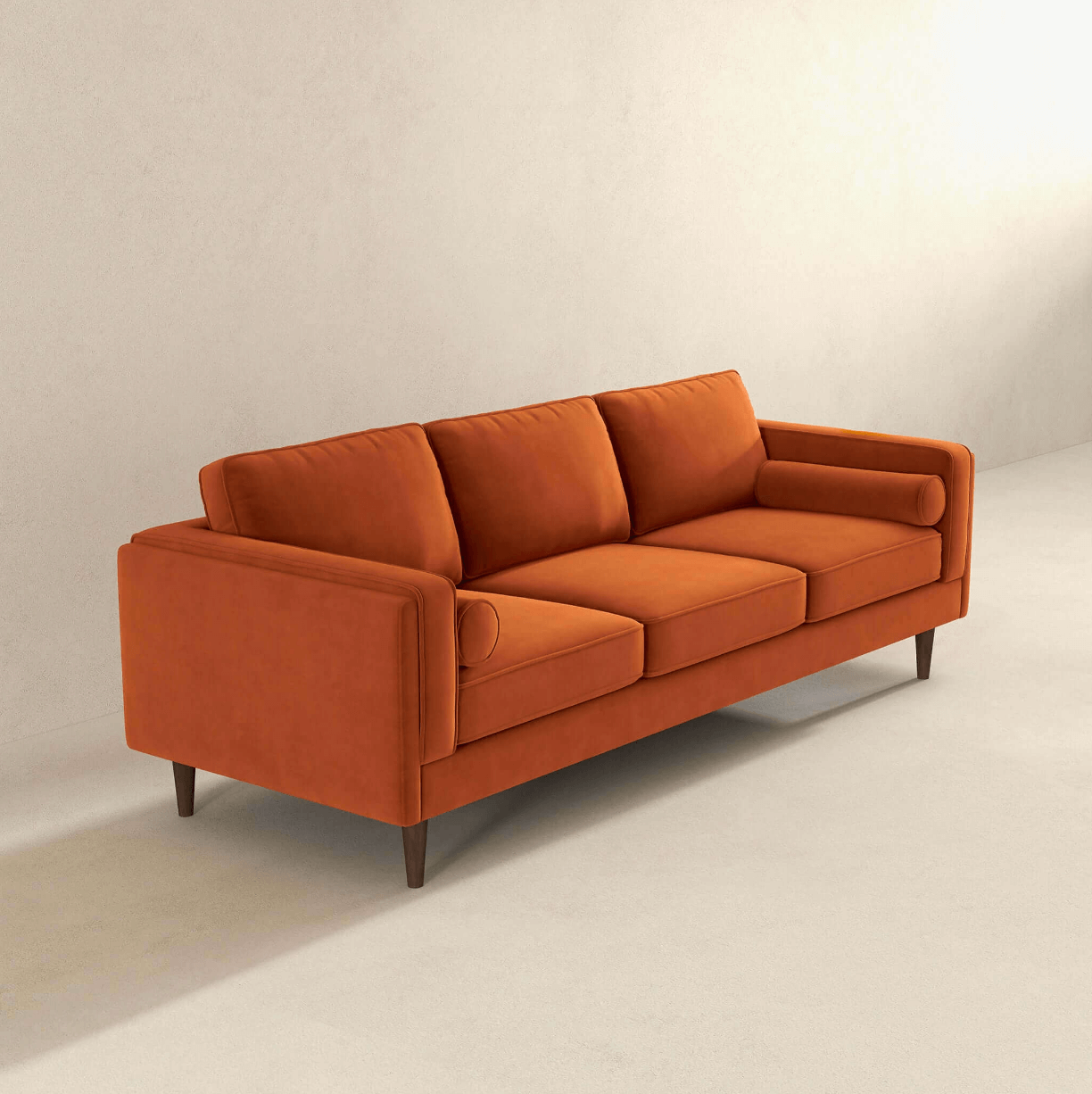 Amber MCM Styled Velvet Sofa Couch 86" - Revel Sofa