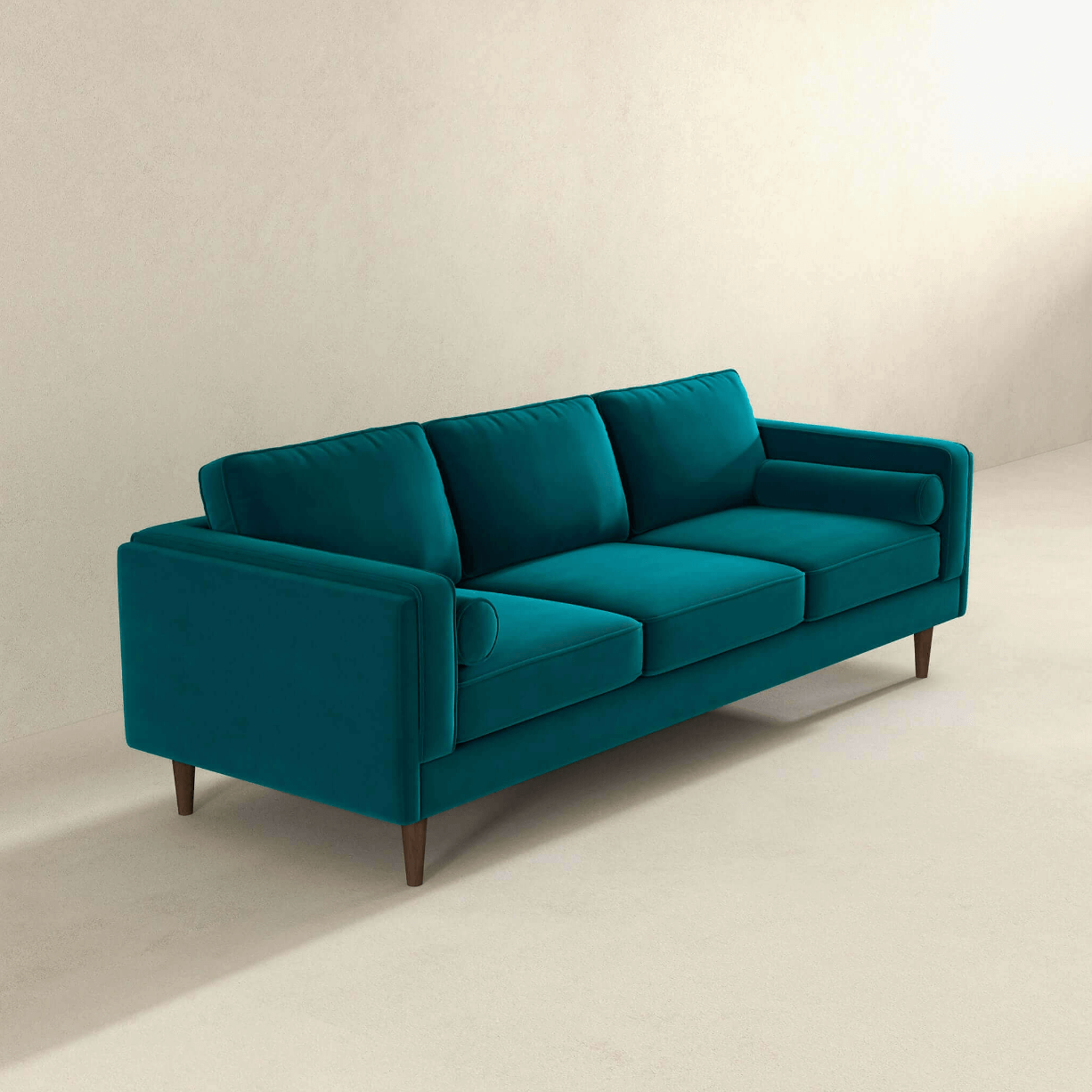 Amber MCM Styled Velvet Sofa Couch 86" - Revel Sofa