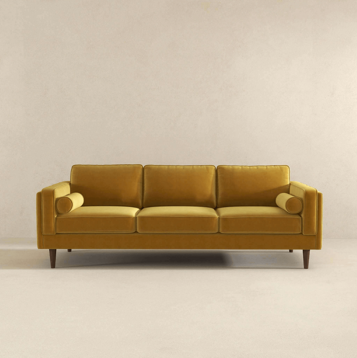 Amber MCM Styled Velvet Sofa Couch 86" - Revel Sofa