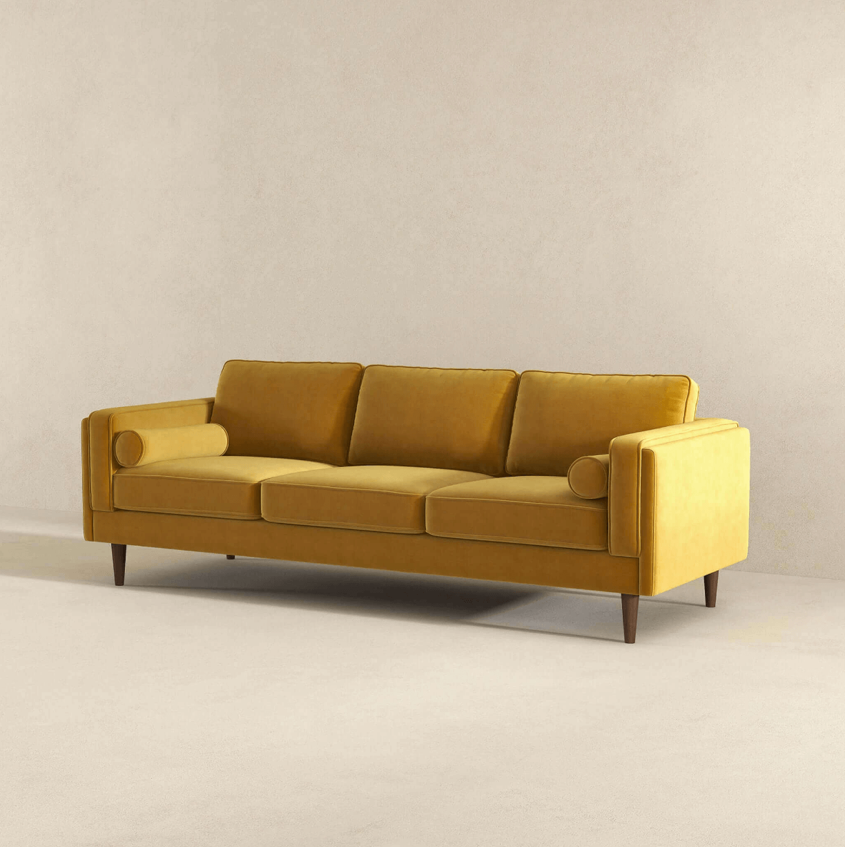 Amber MCM Styled Velvet Sofa Couch 86" - Revel Sofa