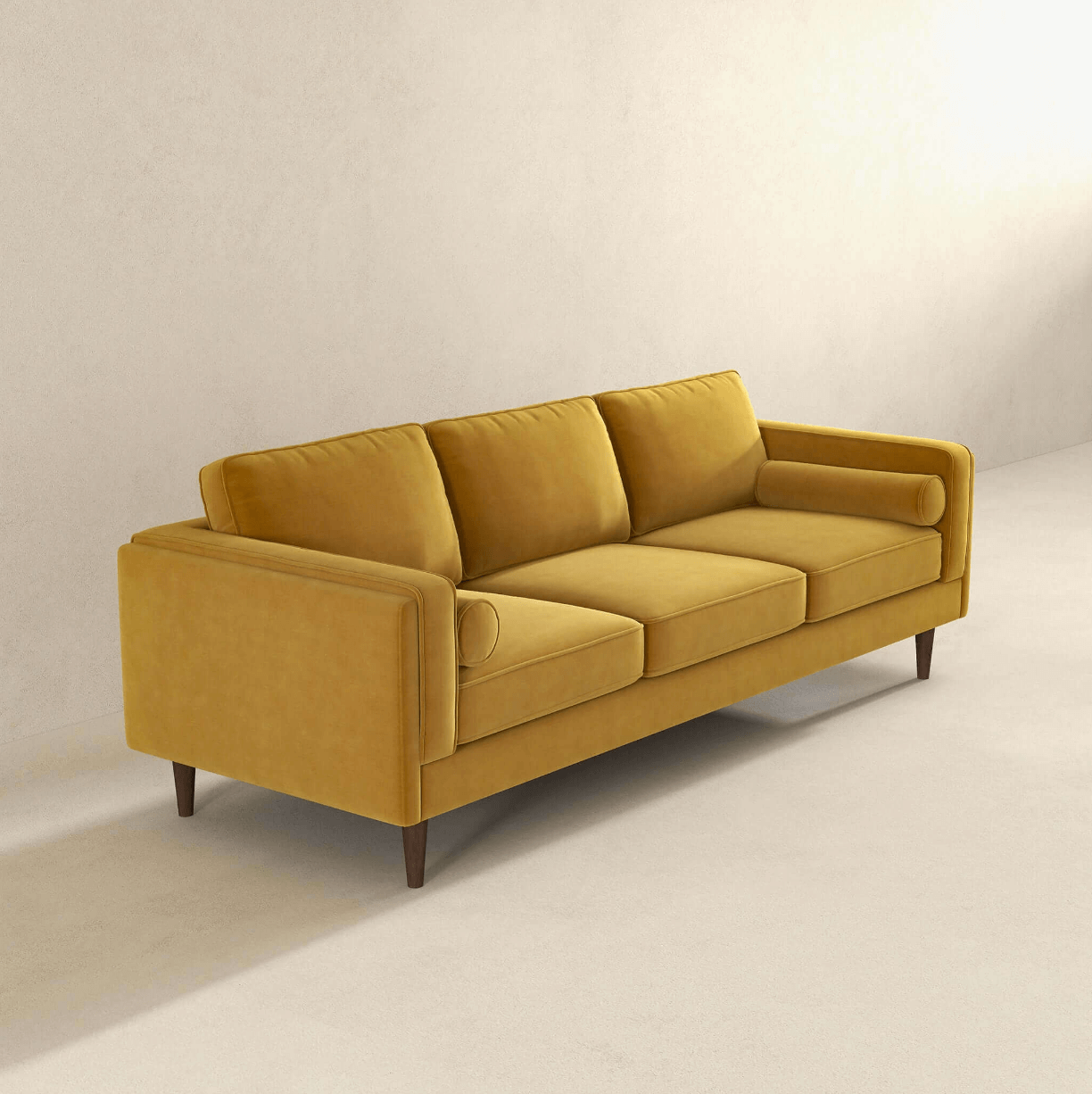 Amber MCM Styled Velvet Sofa Couch 86" - Revel Sofa