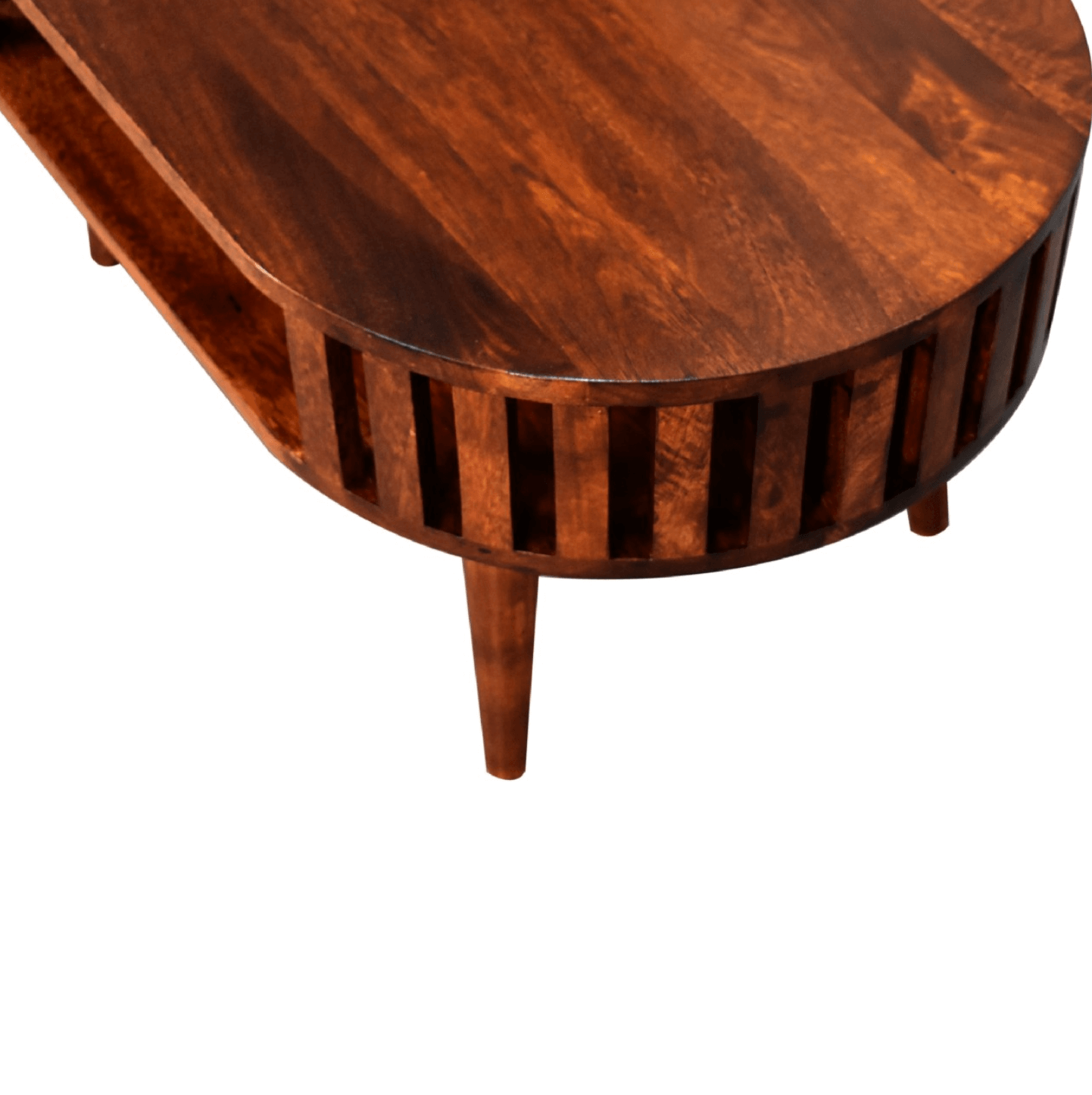 Ariella Solid Wood Slatted Coffee Table, Chestnut or Oak 32" - Revel Sofa