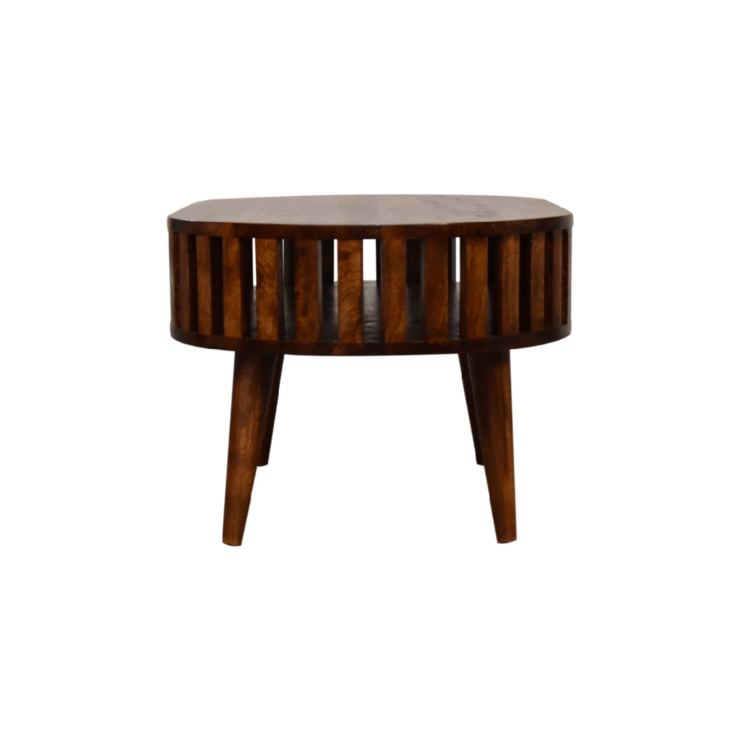 Ariella Solid Wood Slatted Coffee Table, Chestnut or Oak 32" - Revel Sofa