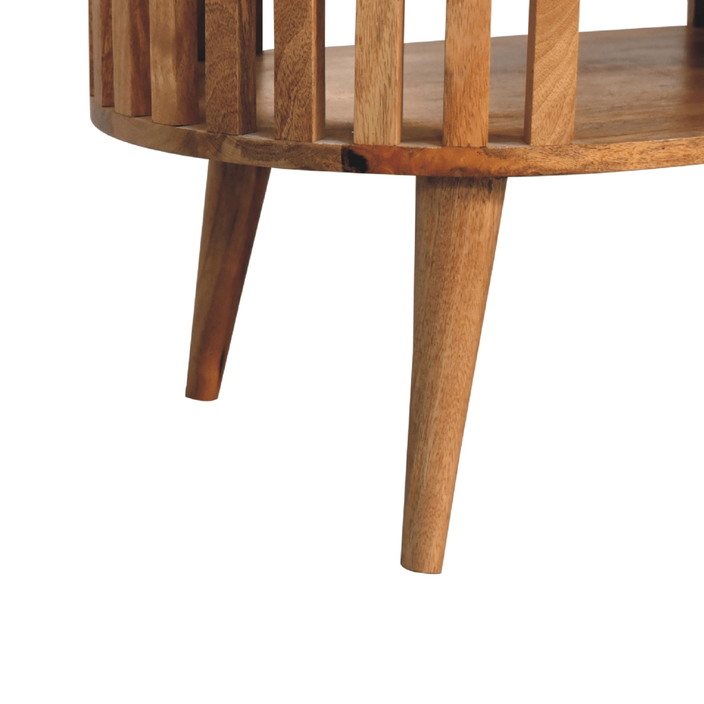 Ariella Solid Wood Slatted Coffee Table, Chestnut or Oak 32" - Revel Sofa