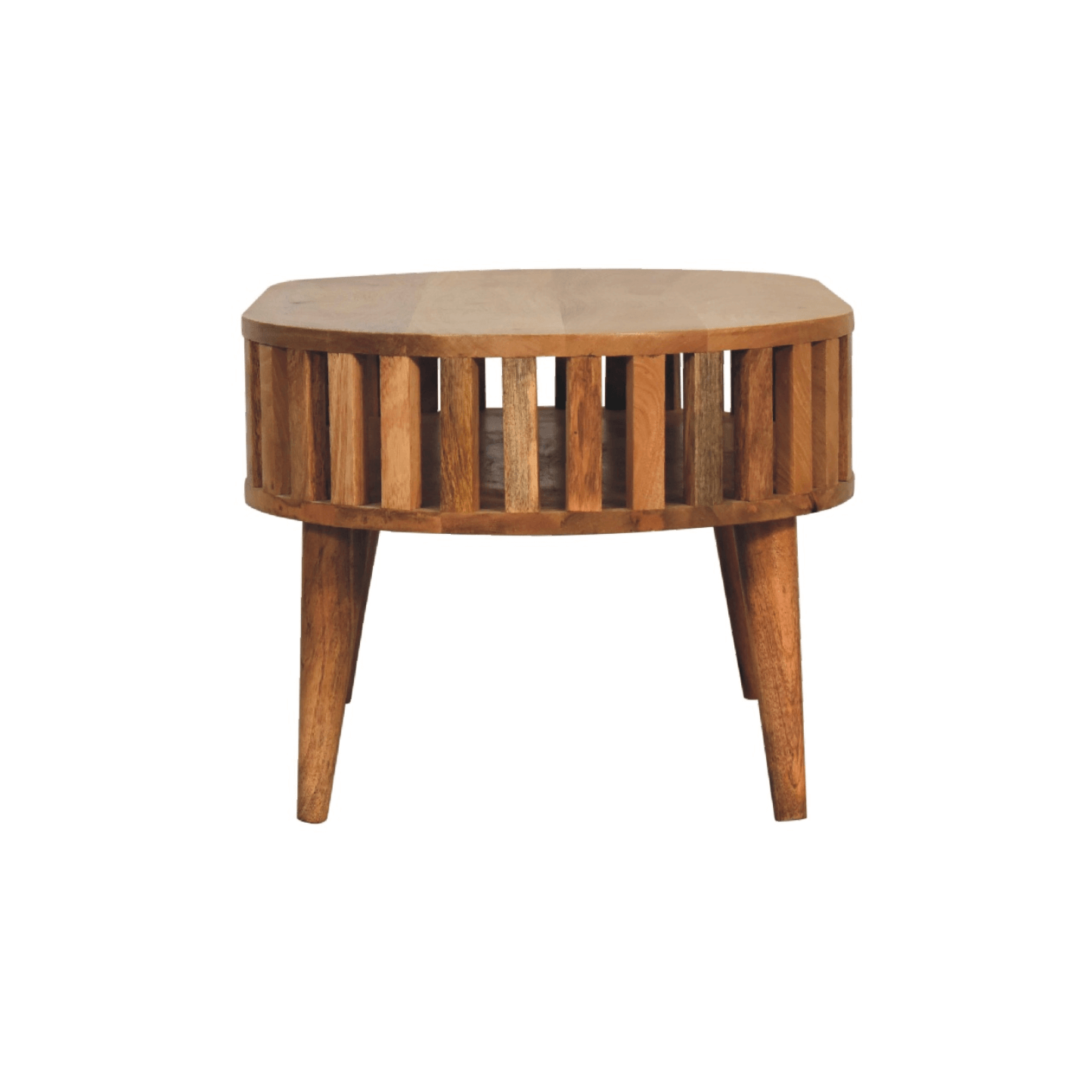 Ariella Solid Wood Slatted Coffee Table, Chestnut or Oak 32" - Revel Sofa