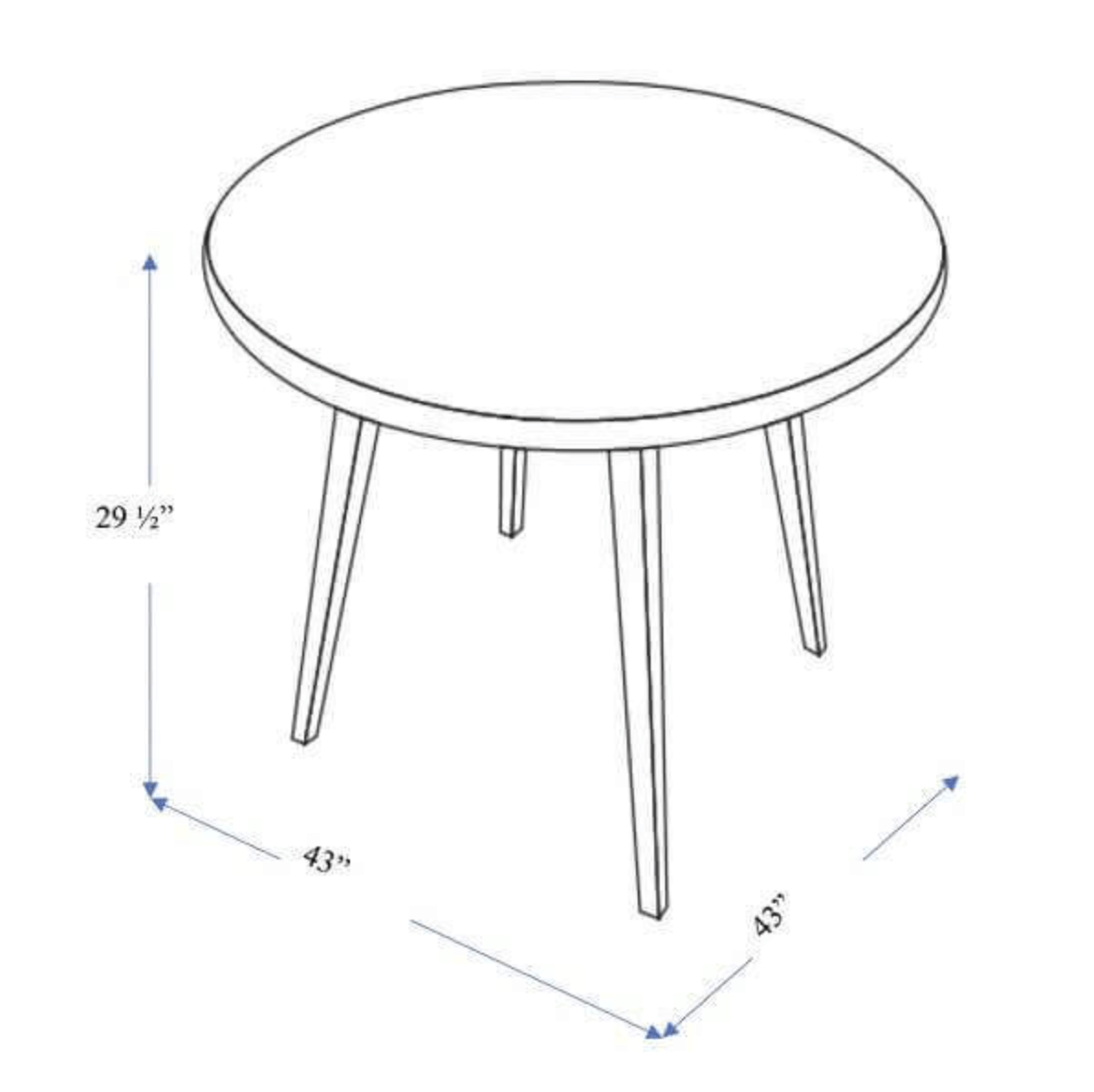 Lara MCM Round Solid Wood Dining Table 43" - Revel Sofa