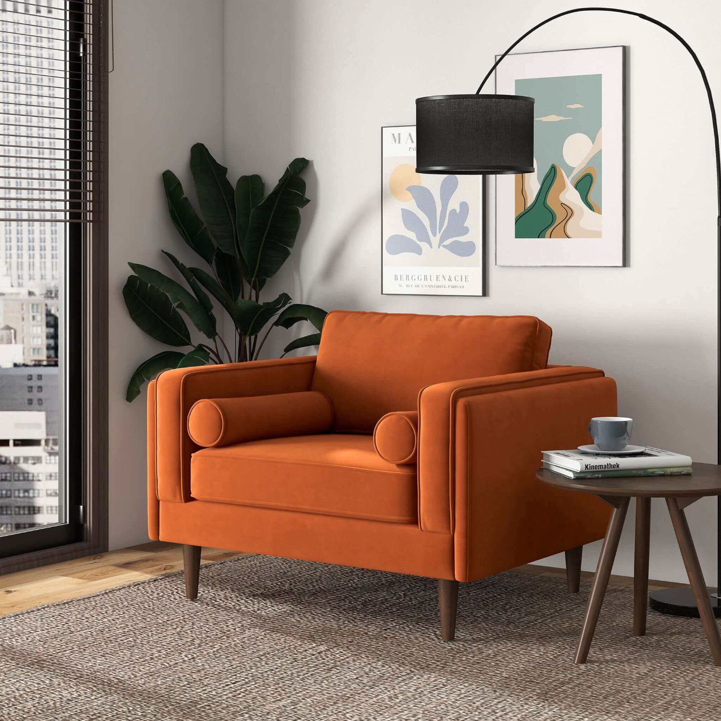 Amber MCM Velvet Accent Lounge Chair