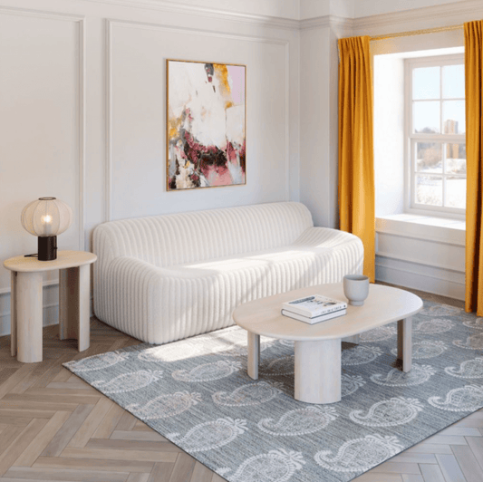 Osterbro Channel Tufted Cream Fabric Sofa 88'