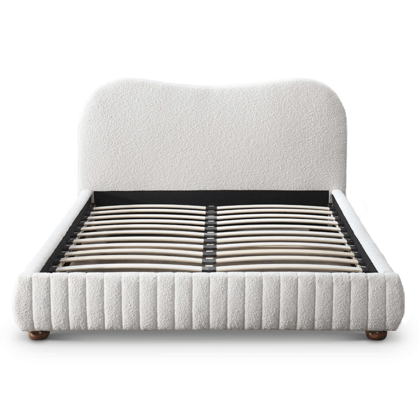 Norme Low Profile Queen Size Platform Bed Frame in Cream Boucle