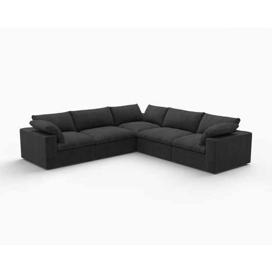 Linen Blend Modular L-Shaped Corner Sectional Sofa 120" | Modern Washable Sectional