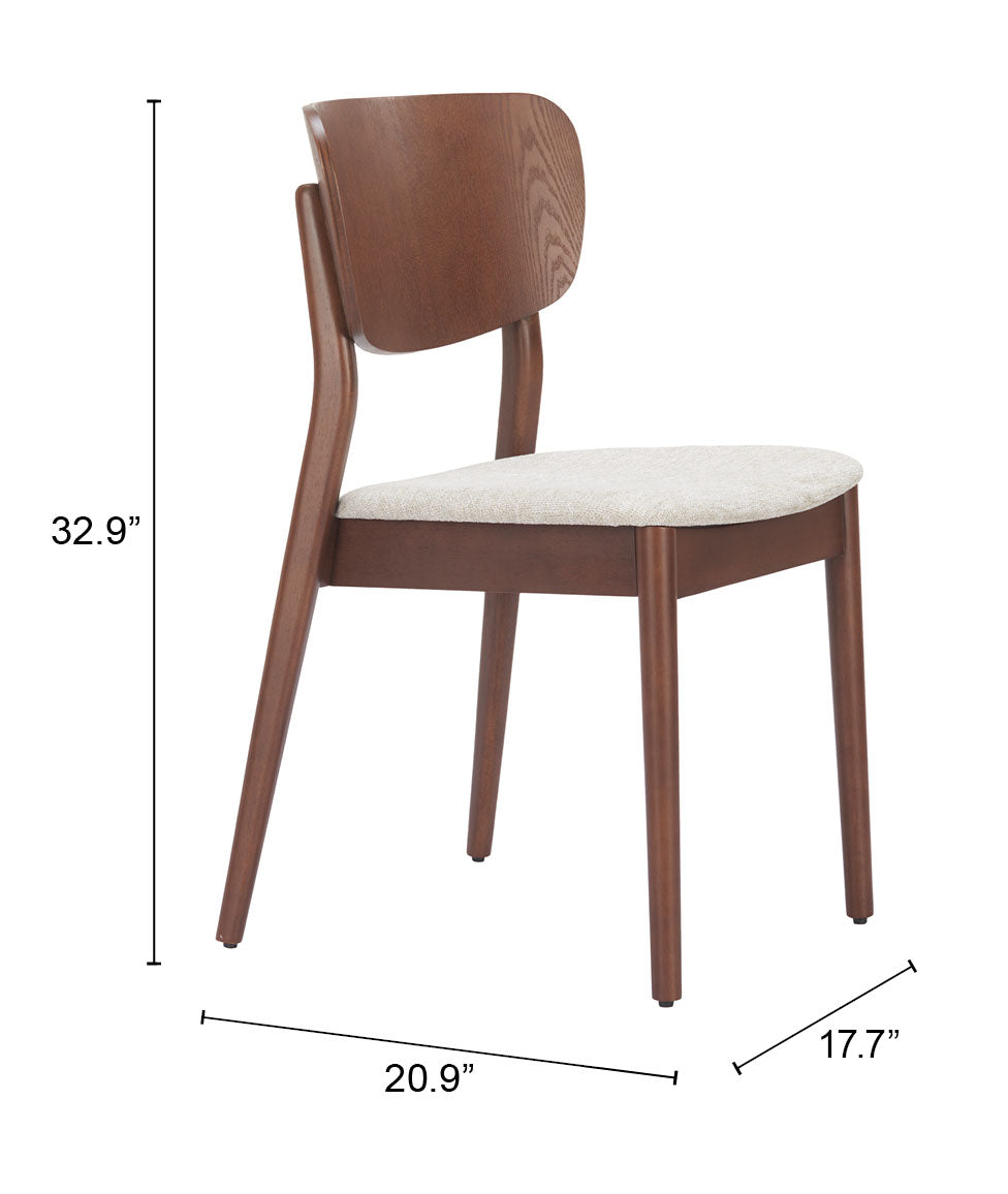 Kellua Dining Chair (Set of 2) in Beige & Walnut