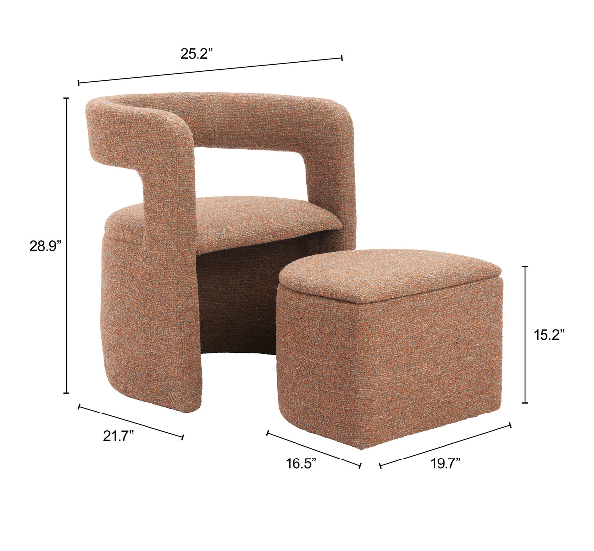 Atria Tawny Brown Accent Chair & Ottoman
