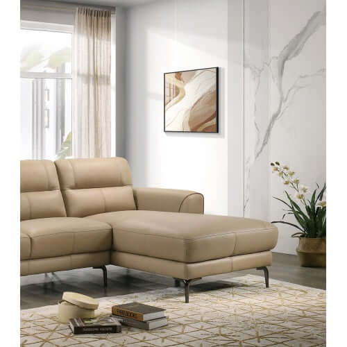Top Grain Leather Right Facing Chaise Sofa Sectional 94"L