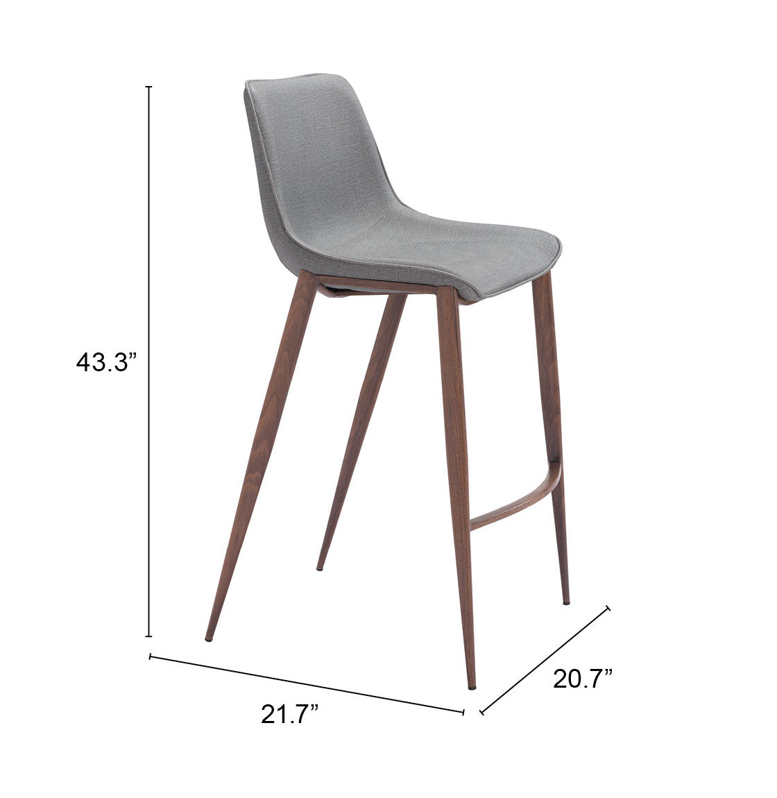 Magnus Barstool (Set of 2) in Slate Gray & Walnut