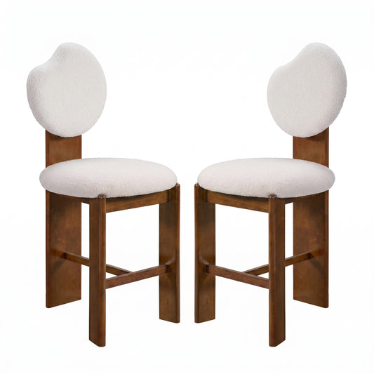 Kala Walnut & White Boucle Counter Stools