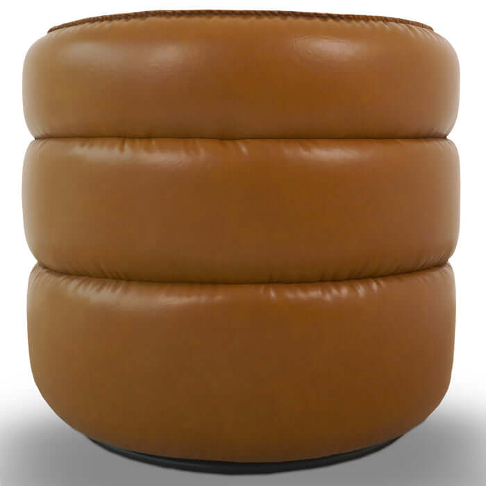 Walden Tufted Faux Leather Swivel Chair in brown, showcasing retro design and modern comfort.