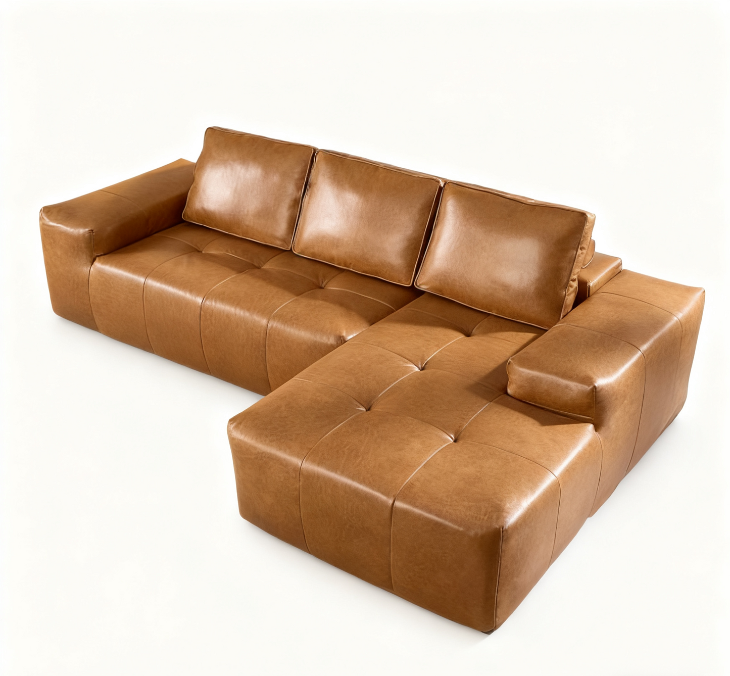 Ansel Brown Faux Leather Modular Sectional Sofa – 114.2" 3-Seat Modular Sectional Sofa – view 11