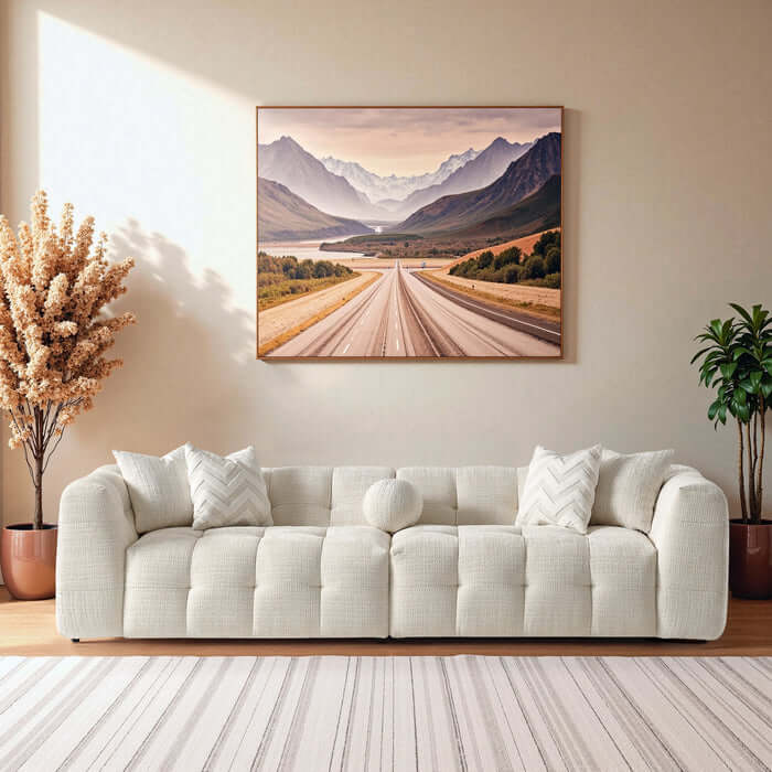 Alana Tufted Ivory Chenille Modular Sofa with Ottoman in a stylish living room setting.