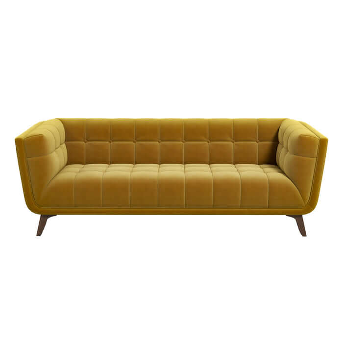 Modern Tufted Sofa 86” – Addison MCM Velvet or Boucle Couch (9 Colors)
