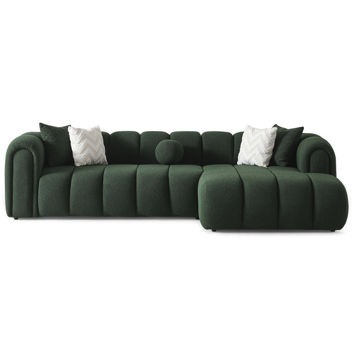Beatrice Channel Tufted Boucle Right-Facing Chaise Sofa Sectional 115" (3 Colors)