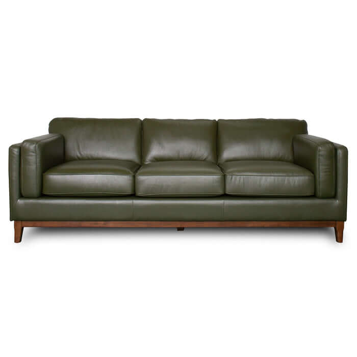 Raleigh MCM Dark Green Top Grain Leather Sofa 90W