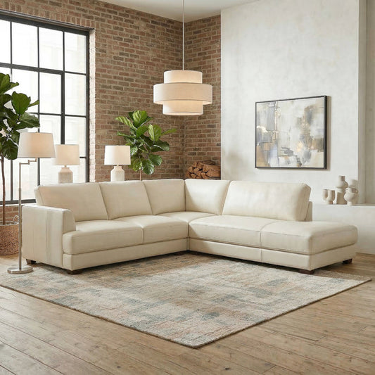 Glander Leather Sectional Chaise Sofa – 108” Modern L-Shaped Sofa (Top-Grain / PU Leather, Deep Seating)