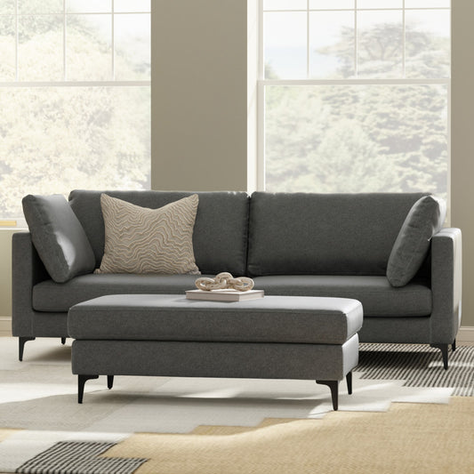 Ava Dark Gray Performance Fabric Sofa & Ottoman Set – 90" 2-Piece Set – view 2