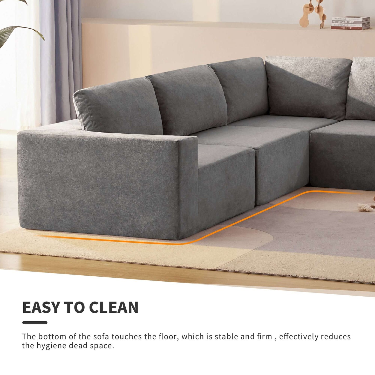 Modern Modular Low Profile Corner Sofa Sectional 116'