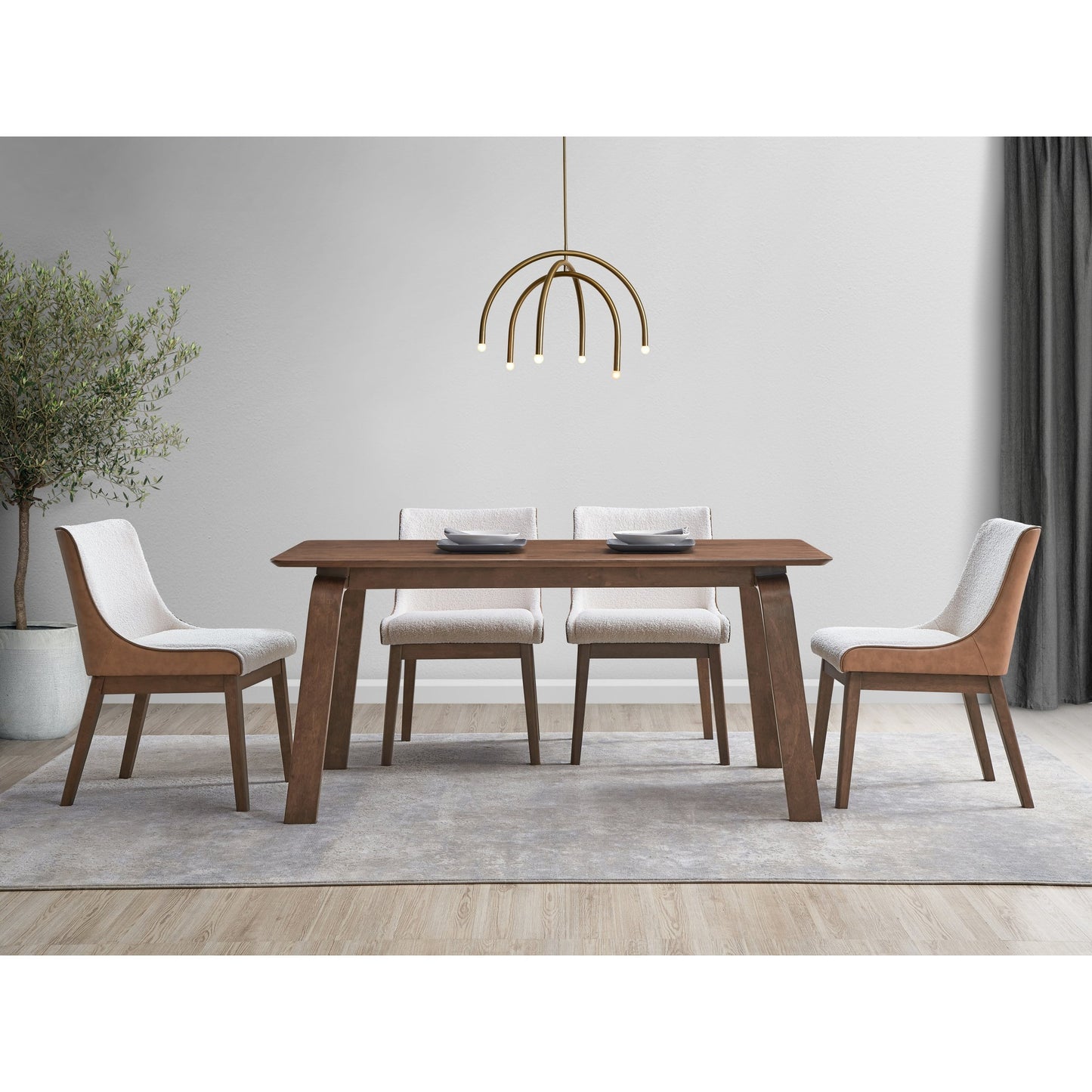 Ginny 5-Piece Walnut Finish Dining Room Set with Side Chairs