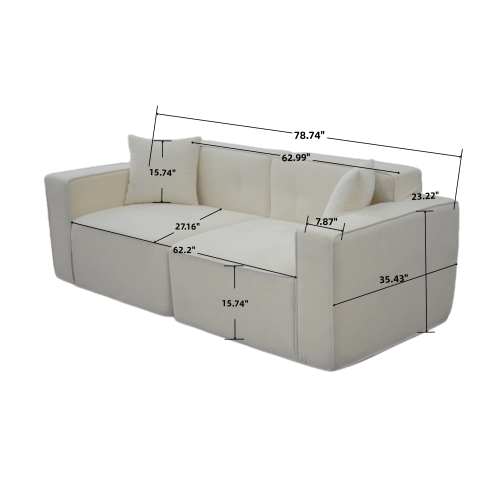 Modern Low Profile Box Arm Memory Foam Sofa dimensions 90 inches with ergonomic design and plush cushions.