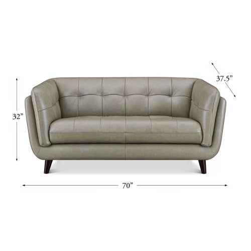 Solana MCM Tufted Top-Grain Leather Sofa Loveseat 70W (2 Color Options)