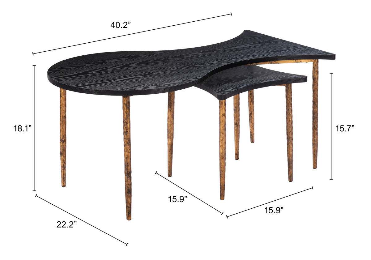 Norden Black & Bronze Coffee Table Set (2-Piece)