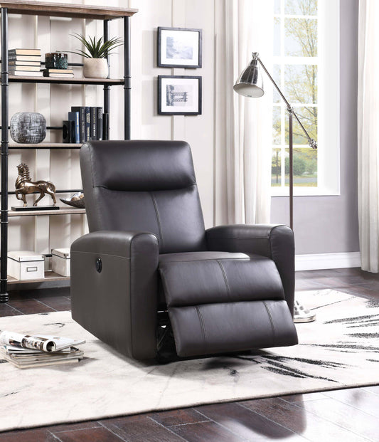 Blane Top-Grain Leather Power Recliner – Brown Modern Electric Reclining Chair in stylish living room setting.