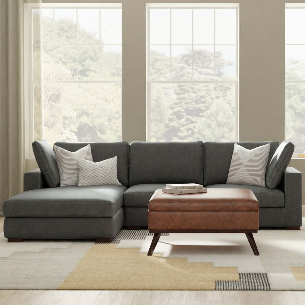 Charlie Modern Deep Seat Sectional Chaise Sofa 122"