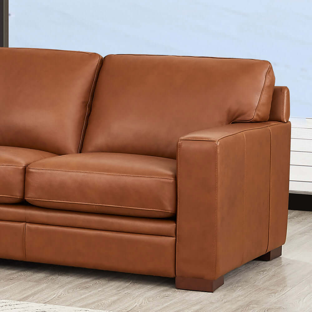 Dillon MCM Leather Chaise Corner Sectional 136"