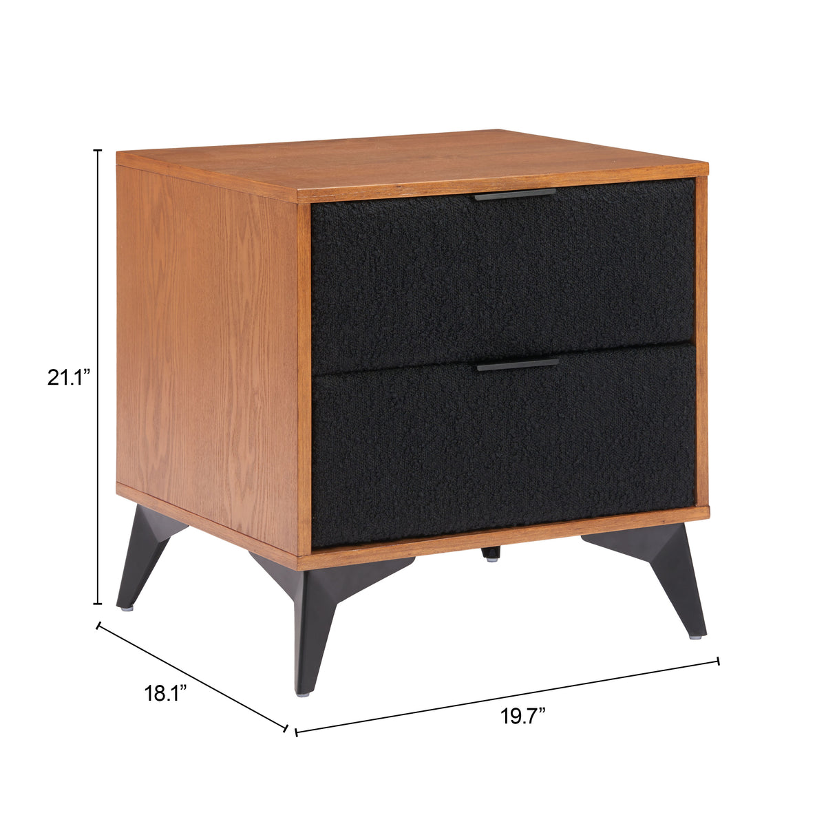 Zarif Black & Walnut Nightstand