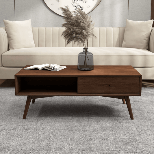 Caroline MCM Teak Solid Wood Coffee Table 48" - Revel Sofa